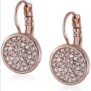 Anne Klein Rose Gold Crystal Pave Drop Earrings